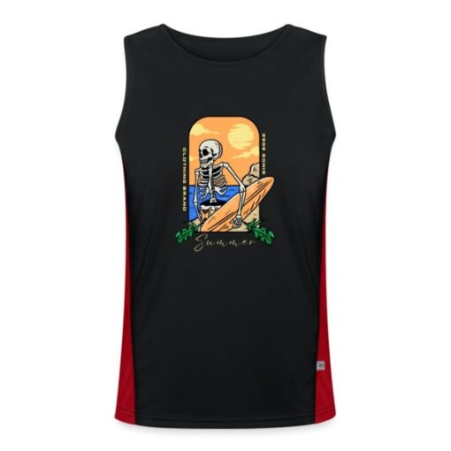 Surfing Skeleton Functional Contrast Tank Top black red