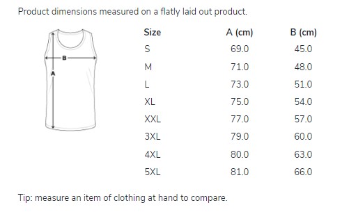 tank top size guide